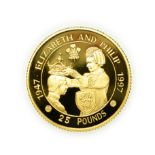 Alderney, 1997 Gold Proof £25. 8.43 g 22ct gold. Obv: Third crowned portrait of Elizabeth II