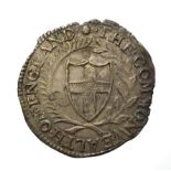 The Commonwealth, 1652 Shilling. 5.91g, 32.1mm, 9h. Obv: Shield with English arms. Rev: Shields with