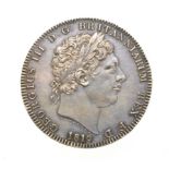 George III, 1819 Crown. Obv: Laureate head right, PISTRUCCI and date below truncation. Rev: St.