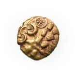 Celtic Britain, Corieltauvi Gold Stater. Gold, 5.46g, 19.9mm, 6h. Kite Type. Obv: Devolved