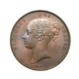 Victoria, 1841 Penny. Obv: Young head left, W.W. on truncation, 1841 below. Rev: Britannia seated