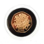 Elzabeth II, 1998 Gold Proof 50 Pence. Commemorating the 25th annivesary of the United Kingdom's