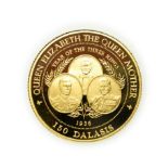 The Gambia, 1996 Gold Proof One Hundred and Fifty Dalasis. 7.76g .583 gold. Obv: Coat of arms of The