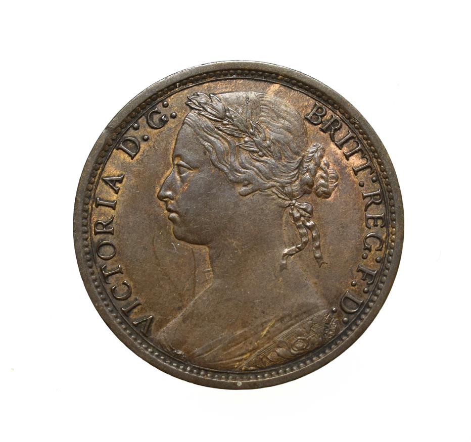 Victoria, 1879 Penny. ''Bun head'' type. Obv:7, laureate and draped bust left, hair tied in a bun.