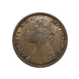 Victoria, 1879 Penny. ''Bun head'' type. Obv:7, laureate and draped bust left, hair tied in a bun.