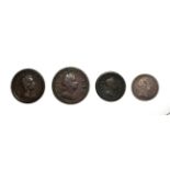 George I, A Collection of 4 x Coins consisting of: 1723 sixpence. Obv: Laureate and draped bust of