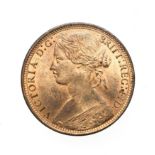 Victoria, 1873 Penny. ''Bun head'' type. Obv: 6, Laureate and draped bust left, hair tied in a