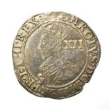 Charles I, 1631 - 1632 Shilling. 5.84g, 31.6mm, 12h. Tower mint under the king, mintmark rose.