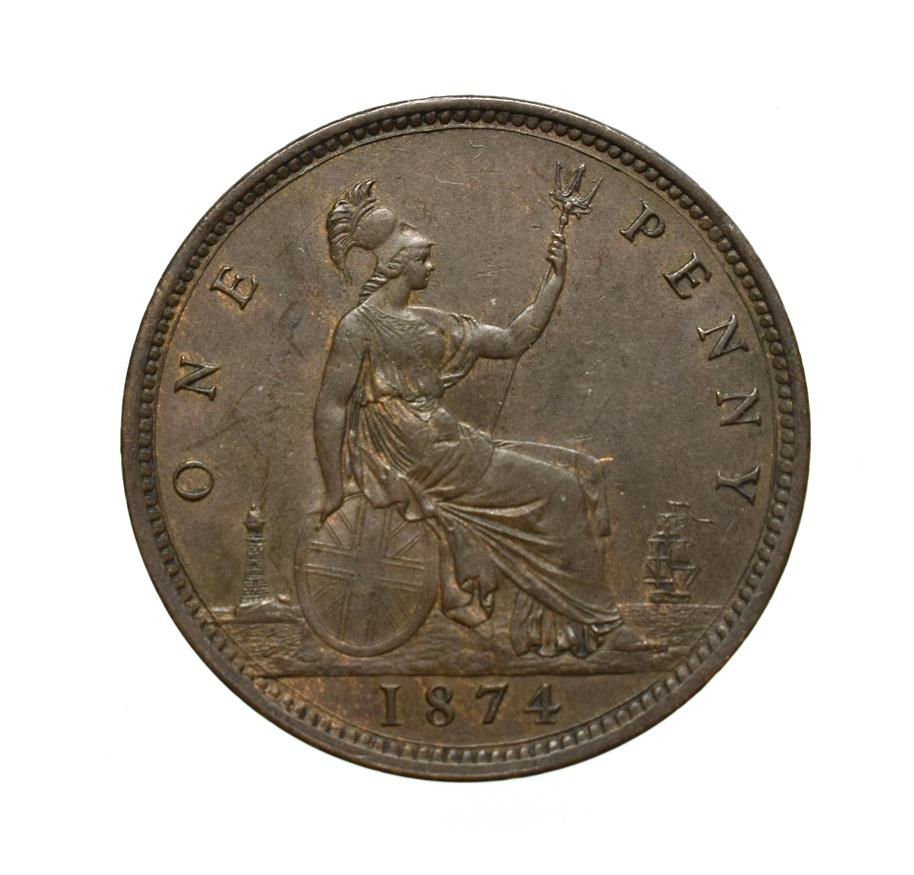 Victoria, 1879 Penny. ''Bun head'' type. Obv:7, laureate and draped bust left, hair tied in a bun. - Image 2 of 2