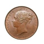 Victoria, 1848/7 Penny. Obv: Young head left, W.W. on truncation, 1848/7 below. Rev: Britannia