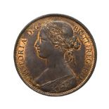 Victoria, 1862 Penny. ''Bun head'' type. Obv: 6, Laureate and draped bust left, hair tied in a