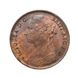 Victoria, 1879 Penny. ''Bun head'' type. Obv:9, laureate and draped bust left, hair tied in a bun.