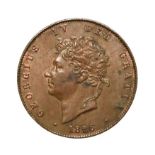 George IV, 1826 Halfpenny. Obv: Laureate head of George IV left. Rev: Britannia seated left. S.