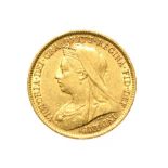 Victoria, 1901 Sovereign. Obv: Old, veiled head of Victoria left, T.B. below truncation for engraver