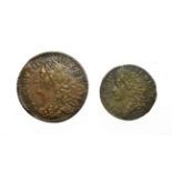 Ireland, James II, 1689 Gun Money Halfcrown. Type I. Obv: Laureate and draped bust left. Rev: Crown