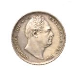 William IV, 1835 Sixpence. Obv: Bare head of William IV right. Rev: Crowned mark of value within