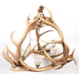 Antler Furniture: A Red Deer Antler Mounted Chandelier, circa mid-late 20th century, constructed