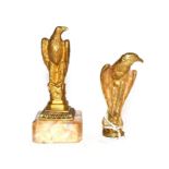 Two early 20th century French gilt bronze desk seals formed as eagles, one signed Marionnet, the