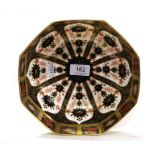 A Royal Crown Derby octagonal bowl, decorated in the Imari style, pattern 1128, 20.75cm wide. Good