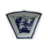 An 18th century Chinese export blue and white pickle dish, a 19th century Chinese green ground
