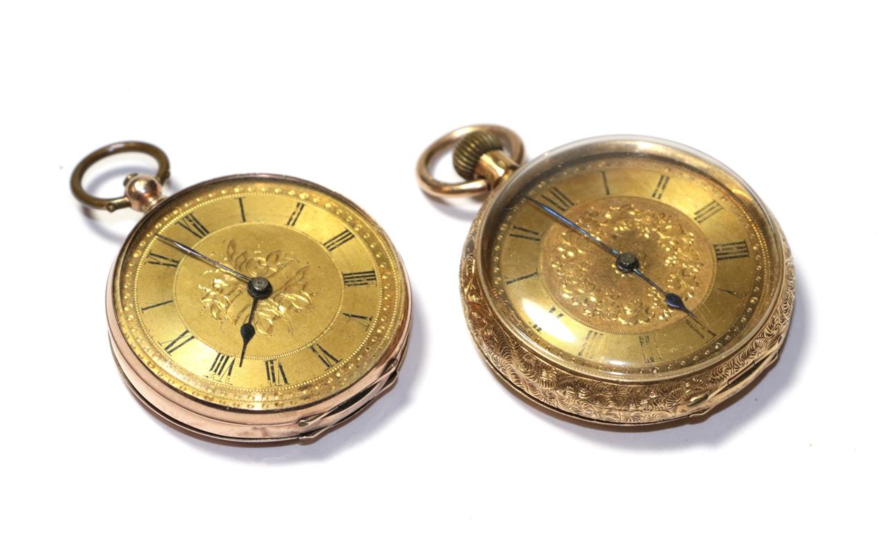 Two lady's fob watches, with cases stamped 9ct and 18k - Image 2 of 2