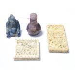 A 19th century Cantonese carved ivory card case, a 19th century Cantonese ivory puzzle, a carved