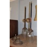 Pair of large Venetian style torch wall lights with brass covers, 107cm, back plates 11.25cm