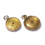 Two lady's fob watches, with cases stamped 9ct and 18k