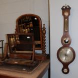 A 19th century rosewood wheel barometer, signed J. L. C. Astilioni, Askern, together with a
