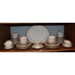 Royal Worcester Imperial pattern white and gold dinner service comprising two sauce tureens with