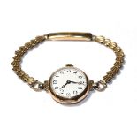 A lady's 9 carat gold enamel dial wristwatch, 1928, lever movement signed Super Vertex, enamel