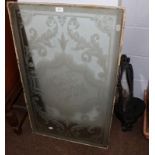 An early 20th century etched glass public house panel, inscribed 'smoke room', within a foliate