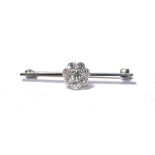 A diamond cluster brooch, the round brilliant cut diamond within a border of smaller round brilliant