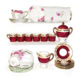 A Shelley Queen Anne part tea set decorated with poppies and a Wedgwood part coffee set (one tray)