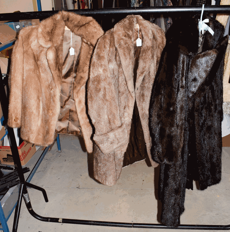 J Olsen Harrogate brown mink double breasted jacket, a pale brown mink short jacket and another (3)