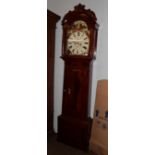 A Scottish mahogany eight day longcase clock, signed J.Welsh, Motherwell, circa 1840, carved wavy