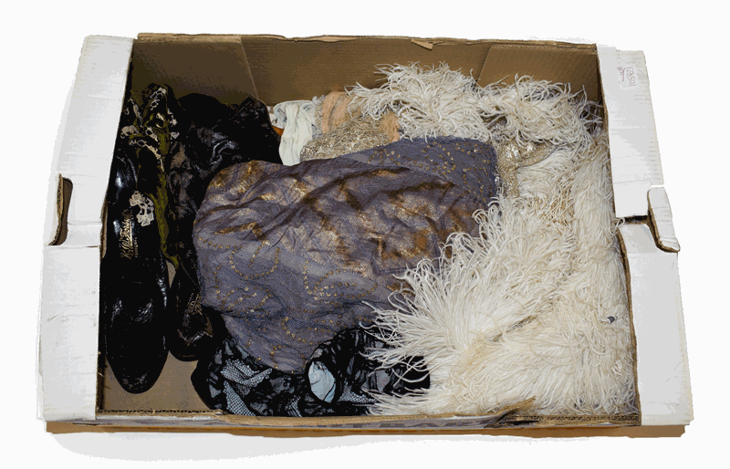 Assorted costume accessories, comprising a pair of Edwardian black leather R W Forsyth Edinburgh