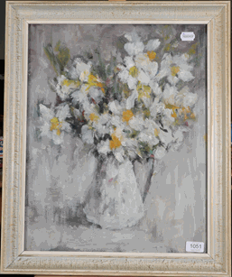 Lena Robb (1891-1980) ''Spring Flowers'' Signed and inscribed verso, oil on board, 49cm by 39cm - Image 3 of 7