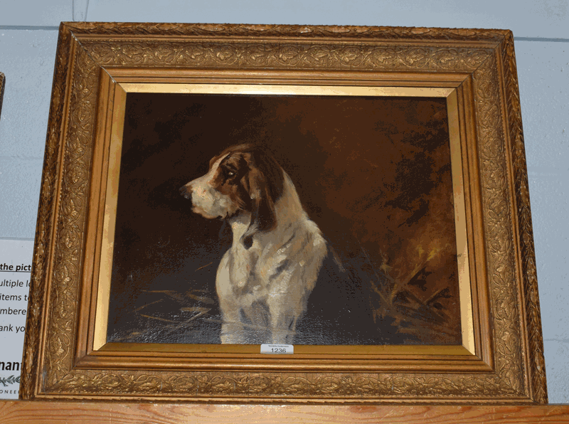 Follower of John Emms (1843-1912) 'Finlay' - portrait of an expectant hound, bears inscription,