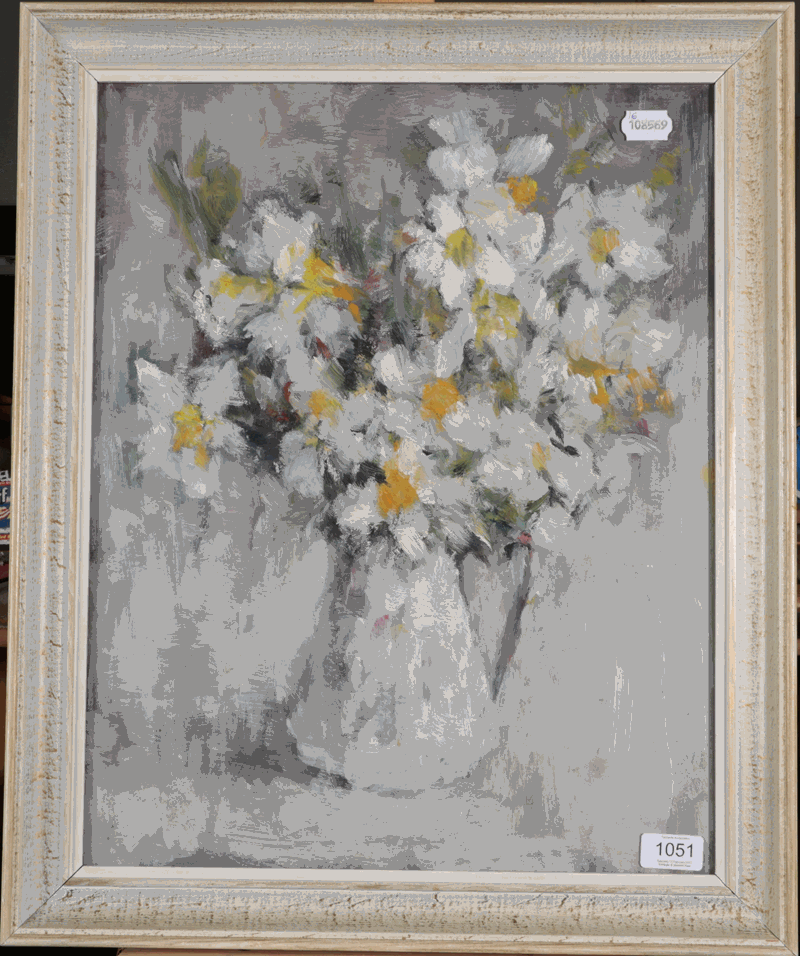 Lena Robb (1891-1980) ''Spring Flowers'' Signed and inscribed verso, oil on board, 49cm by 39cm - Image 2 of 7
