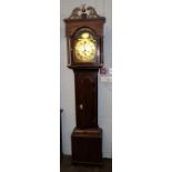 A George III oak long case clock with brass arch top dial, sign John Dobi Tanfield no. 208, 213cm