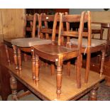 A set of six early 19th century ash dining chairs raised on turned supports (6)