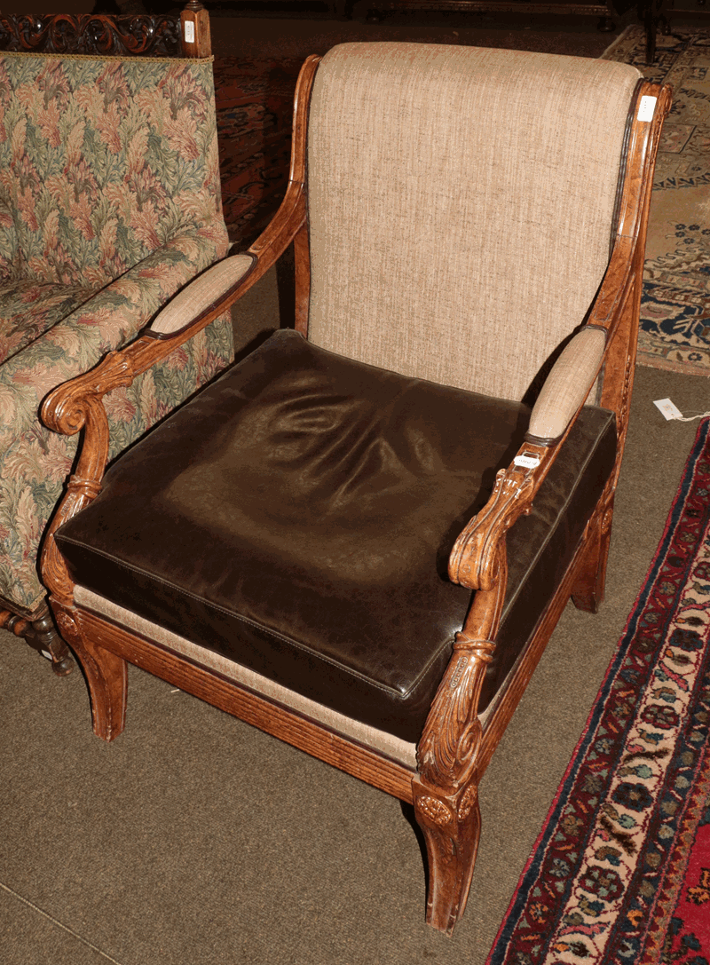 Carved armchair in the manner of Thomas Hope