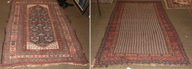 Khamsela rug 19th century, the field of bands enclosed by borders of flower heads and vines, 257cm