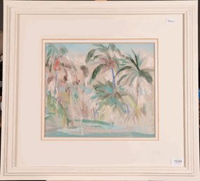 Irene Lesley Main (b.1959) Scottish ''Palm Trees, West Gulf Beach'' Signed and dated 1987, mixed - Image 3 of 7