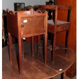 A George III mahogany two-tier washstand, a bedside cupboard together with a Georgian mahogany