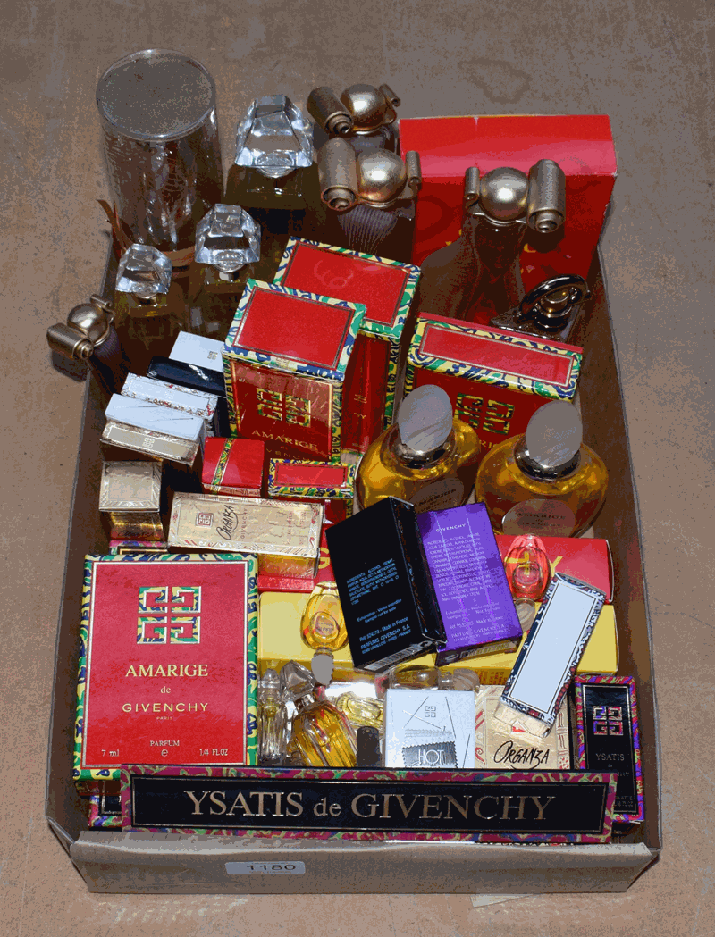 Assorted YSL dummy factices and scents, including Amarige, Ysatis, Organza, Ysatis counter plaque