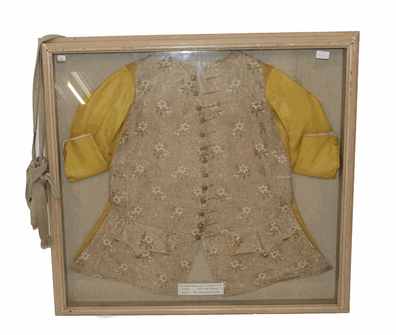 Framed 18th century style framed brocade jacket