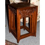 A nest of Chinese hardwood and inlaid Quartetto tables, circa 1900, each inlaid with various