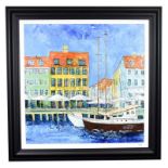 Katharine Dove (Contemporary) ''Nyhavn 17'' Signed, inscribed verso, acrylic on canvas, 75cm by 75cm